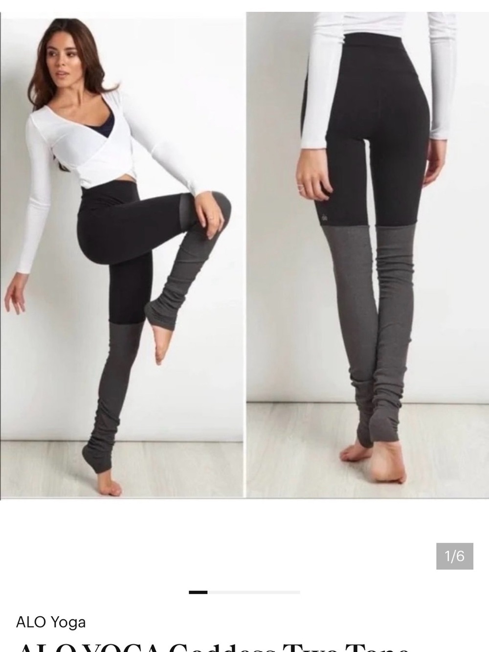 ALO Yoga Black & Gray Two-Tone High-Waist Leggings
